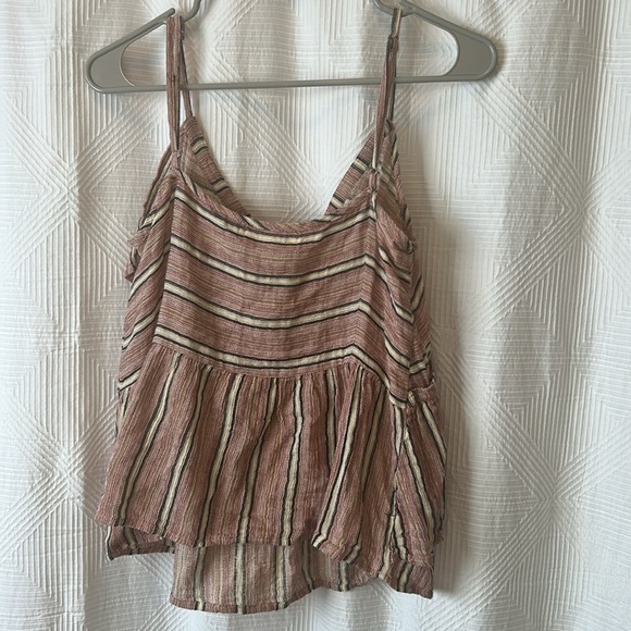MAHINA Striped Brown Sleeveless Top Adjustable Straps Size Small - Picture 5 of 8